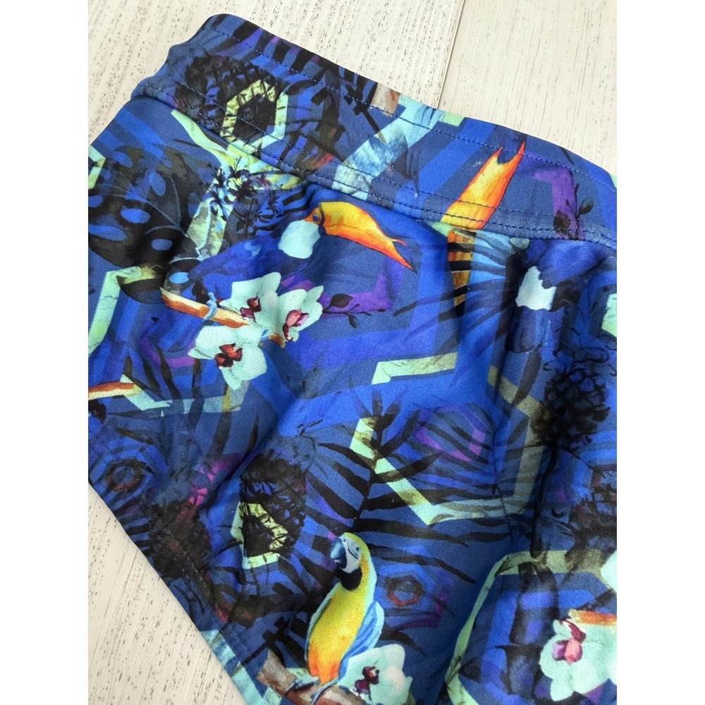 Mundo Unico Men's Brief Swimsuit Sz XL Blue Colorful Floral Toucan - Picture 6 of 6